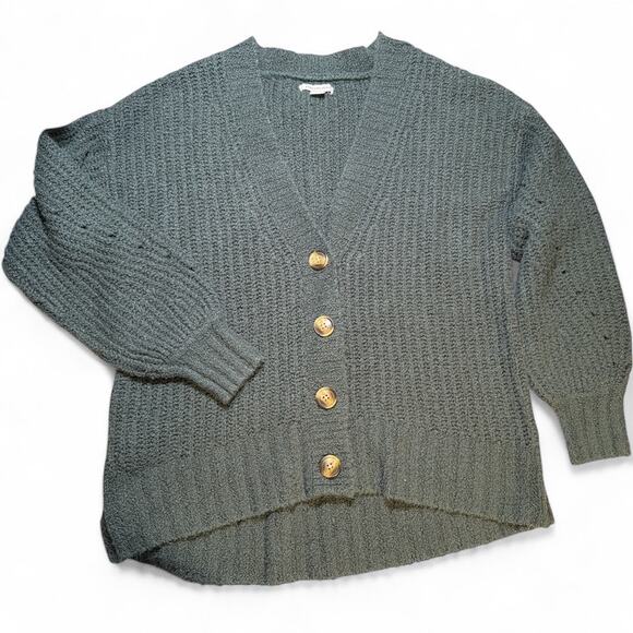 American Eagle Buttoned Boxy Cardigan Sweaters Size XS Oversized Gray Green Cozy - Picture 15 of 16